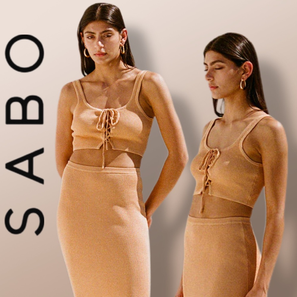 Sabo Designed in Australia Toffee Knit Crop Top NWT Small